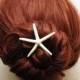 White Starfish Hair Pin Beach Wedding Headpiece, Bridal Hair Pin, Mermaid Hair Accessories, Nautical Wedding Hair Piece, Star Hair Jewelry - $5.50 USD