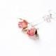 English garden rose jewelry, Boho Dangle rose earrings, Shabby dangle gift, Pink rose dangle, lovely floral jewelry, women gift Bohemian