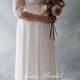 Custom Romantic Design Natural Waist Keyhole Back Lace Wedding Bridal Gown with  3/4 Sleeve Deep V Neck over Sweetheart - 2017 LAmei