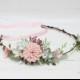 Pink blue flower crown  Flower hair wreath Flower halo Boho flower crown Wedding flower crown Bridal floral crown Floral crown Wedding halo