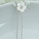 Crystal clay flower rhinestone wedding hair pin, pearl bridal hair accessories, rhinestone hairpin, bridal hair pearl, hairpins 207176826