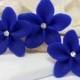 Blue Hair Flowers - Blue Flower Hair Pins