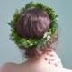 green flower crown, green wedding crown, leaf crown, green wedding halo, green bridal wreath, juniper crown, boho crown - RAINE