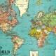 Vintage World Map PRINTABLE -Map Print-Instant Digital Download.PRINTABLE map.Nursery Art.Old world map download.Digital map.Map clip art.