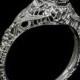 Vintage Antique Art Deco Engraved Filigree Milgrain Setting 14K White Gold Handcrafted Round Engagement Ring 6mm 6422a