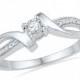 Promise Ring, 10k White Gold Ring, Diamond Engagement Ring or Womens Sterling Silver Promise Ring