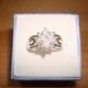 Diamond Cut And Oval Cut White Sapphire 925 Sterling Silver Engagement Ring Size 6.75