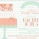 Bridal Shower Invitation. Peach & Mint Vintage Inspired Bridal Shower Invite.