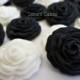 36 Sugar Flowers for Cakes, Gumpaste Flowers Edible, Gothic Wedding Party Decor Black & White, Fondant Cake Topper Cupcake, Elegant Shower