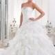 Charming A-line Strapless Beading Cascading Ruffles Sweep/Brush Train Organza Wedding Dresses - Dressesular.com