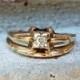 Vintage Antique Diamond Bridal Set with Engagement Ring and Wedding Band