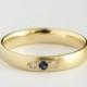 Brushed Matte Diamond Yellow Gold Sapphire Wedding Ring