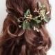 leaf hair clips, gold hair vine, bridal headpiece, bridal hairpiece, floral hair clip, leaf hair piece, green and gold wedding hair piece