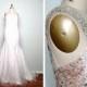VTG Inspired Jewel Beaded Mermaid Gown // Sheer White Tulle Nude Sequin Embellished Wedding Dress