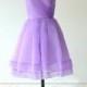 Lilac Short Prom Dress,Short Bridesmaid Dress,Pleated Organza Simple Dress