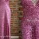 Sweetheart Prom Dresses,Hot Pink Sequin Dress,Beaded Wedding Party Dress,Sequin Long Cocktail Party Dress,Sexy Slit Long Dress