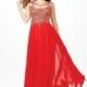 Jovani Long Red Chiffon Dress JVN36770 -  Designer Wedding Dresses