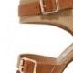 Show And Tall Tan Snakeskin Belted High Heel Sandals