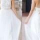 Simple Jewel Sleeveless Chiffon Lace Top Wedding Dress,Lace Tulle Beach Wedding Dress With Belt N28
