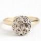Sale - Vintage 14k White & Yellow Gold Diamond Cluster Ring - Size 7 3/4 Mid Century 1950s Retro Fine Engagement Bridal Flower Halo Jewelry