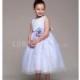 Jewel Satin & Tulle Ball Gown Tea Length Flower Girl Dresses - Compelling Wedding Dresses