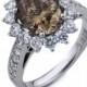 GIA Certified 2.32 ct. Fancy Brown Diamond Designer Engagement Ring 18k White Gold With Side Stones