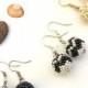 Beaded Ball Earrings - Hematite White Gold Seed Beads Earrings - Seed Bead Globe Earrings - Peyote Beaded Earrings
