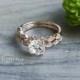2.30 CT Round Engagement Bridal Set with Art Deco Scalloped Band In Solid 14k/18k Rose Gold by Zhedora