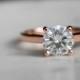 Round Moissanite Solitaire Engagement Ring, Rose Gold Ring, Wedding Ring, Engagement Ring, Moissanite, Forever Brilliant
