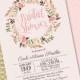 Printable Bridal Shower Invitation Watercolor Roses Floral Typography Bridal Shower Blush Pink Rose Peach Bridal Tea ANY EVENT
