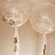 Beautiful 36" Clear Balloons with White & Gold Confetti and Tassels!