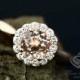 Amanda 6mm/0.80 Carats Round Cut Morganite 14k Rose Gold Diamond Halo Engagement Ring Anniversary Ring (Other Metals & Stones Available)