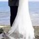 Bridal Soft Tulle Alencon Lace Veil, Chapel Floor length wedding veil with comb, Bride hair accessories, headpiece church length one tier