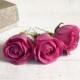 Dark pink hair pins, Bridal headpiece, Fuchsia small flowers, Wedding hairpins, Floral hairpiece, Pink roses, Bridal hair pins, Pink wedding - $16.00 USD