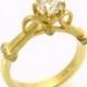 Unique diamond engagement ring, Vintage diamond ring, Round diamond engagement ring, Antique engagement ring, 14k gold engagement ring