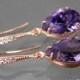 Tanzanite Rose Gold Crystal Earrings Swarovski Tanzanite Rhinestone Earrings Violet Purple Rose Gold Earrings Bridesmaids Wedding Jewelry - $25.00 USD