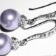 Lavender Pearl Drop Earrings Lilac Pearl Small Earrings Swarovski 8mm Pearl Sterling Silver CZ Wedding Earrings Lavender Pearl Prom Jewelry - $24.90 USD