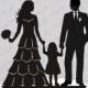 Ships NEXT Day! Wedding Cake Topper Silhouette Groom and Bride with little Girl - Family BLACK Acrylic Cake Topper [CT83g]