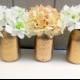 Gold mason jar Rustic wedding decor Flower centerpiece