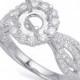 Diamond 4-Row Shank & Halo Ring 14k White Gold, (6.5mm) 1.00 Carat Round Forever One Moissanite (optional), Moissanite Engagement Rings - $2415.00 USD