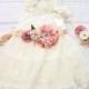 Rustic Flower Girl Dress, Ivory Flower Girl Dress, Rustic Flower Girl Dress with sash, Flower Girl Outfit,Wedding Dress, Ivory Wedding Dress