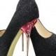 Sexy Peep-toe Super High Thin Heel Wedding Shoes Black 35