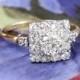 Art Deco Vintage 1930's Old European Cut Diamond Halo Engagement Wedding Anniversary Ring 14k White Yellow Gold