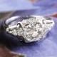 Art Deco Vintage 1930's GIA Certified Diamond Engagement Wedding Anniversary Ring Platinum