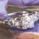 Art Deco Vintage 1930's Old Transitional European Cut Diamond Engagement Wedding Anniversary Ring 18k White Gold