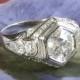Art Deco Vintage 1930's Old European Cut Diamond Engagement Wedding Anniversary Platinum 14k Ring