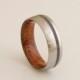 WOOD WEDDING BAND lapis ring with Mahogany Wood titanium wedding band mens wedding ring man jewelry woman ring