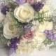 silk bridal bouquet, wild meadow flowers, roses, lavender, rustic wedding