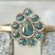 Blue diamond pear ring-rose cut diamond ring-blue diamond gold ring- gold diamond ring-engagement ring-pear ring-pear diamond ring