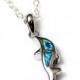 Spring Sale Blue Opal Dolphin Pendant, Dolphin Necklace, Opal Dolphin, Beach Necklace, Sterling Silver, Beach Jewelry, Animal Jewelry, Ocean